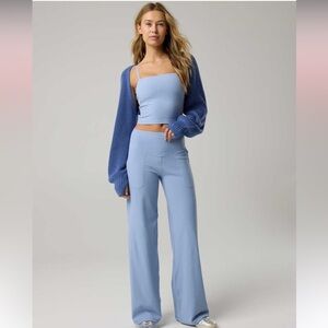 OFFLINE By Aerie Light Blue Ribbed Tank Top and Trousers Set Size Small